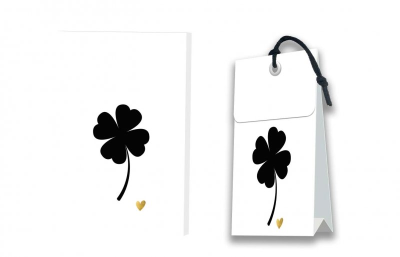 Zwart & Wit met een vleugje goud  Blanco (klavertje vier)