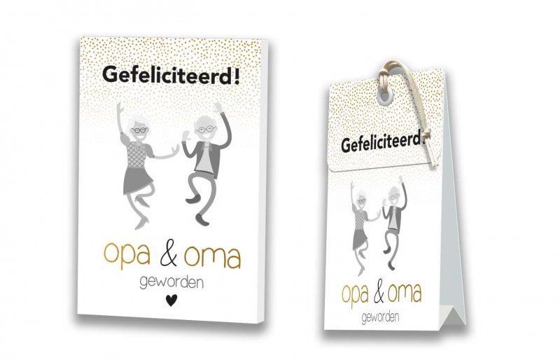 ZWART & WIT MET EEN VLEUGJE GOUD  Gefeliciteerd  opa & oma geworden